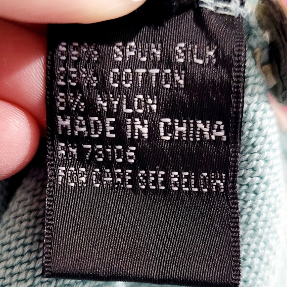 Michael Simon Chevron Knit Cardigan Sweater Women’s Small Silk Blend Embroidered - Picture 10 of 11